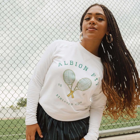 Albion Tops - NWT Albion XL Go To Crew Sweatshirt with White Tennis Graphic